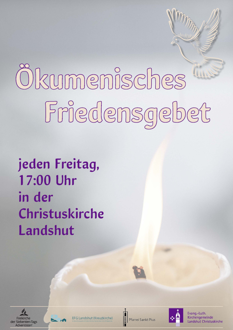 Landshuter Friedensgebet freitags 17 Uhr in der Christuskirche